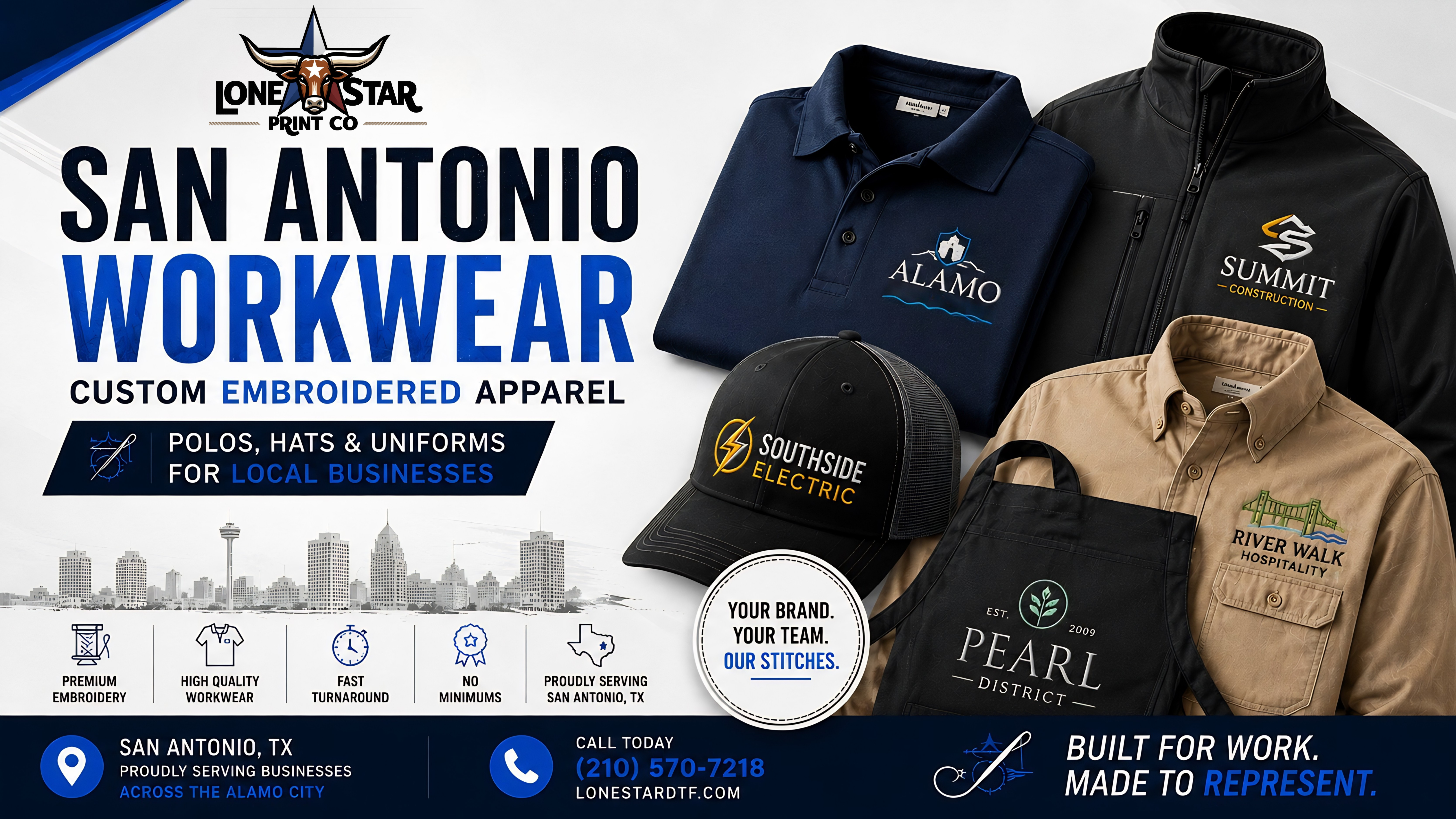 San Antonio Workwear: Custom Embroidered Polos, Hats & Uniforms for Local Businesses