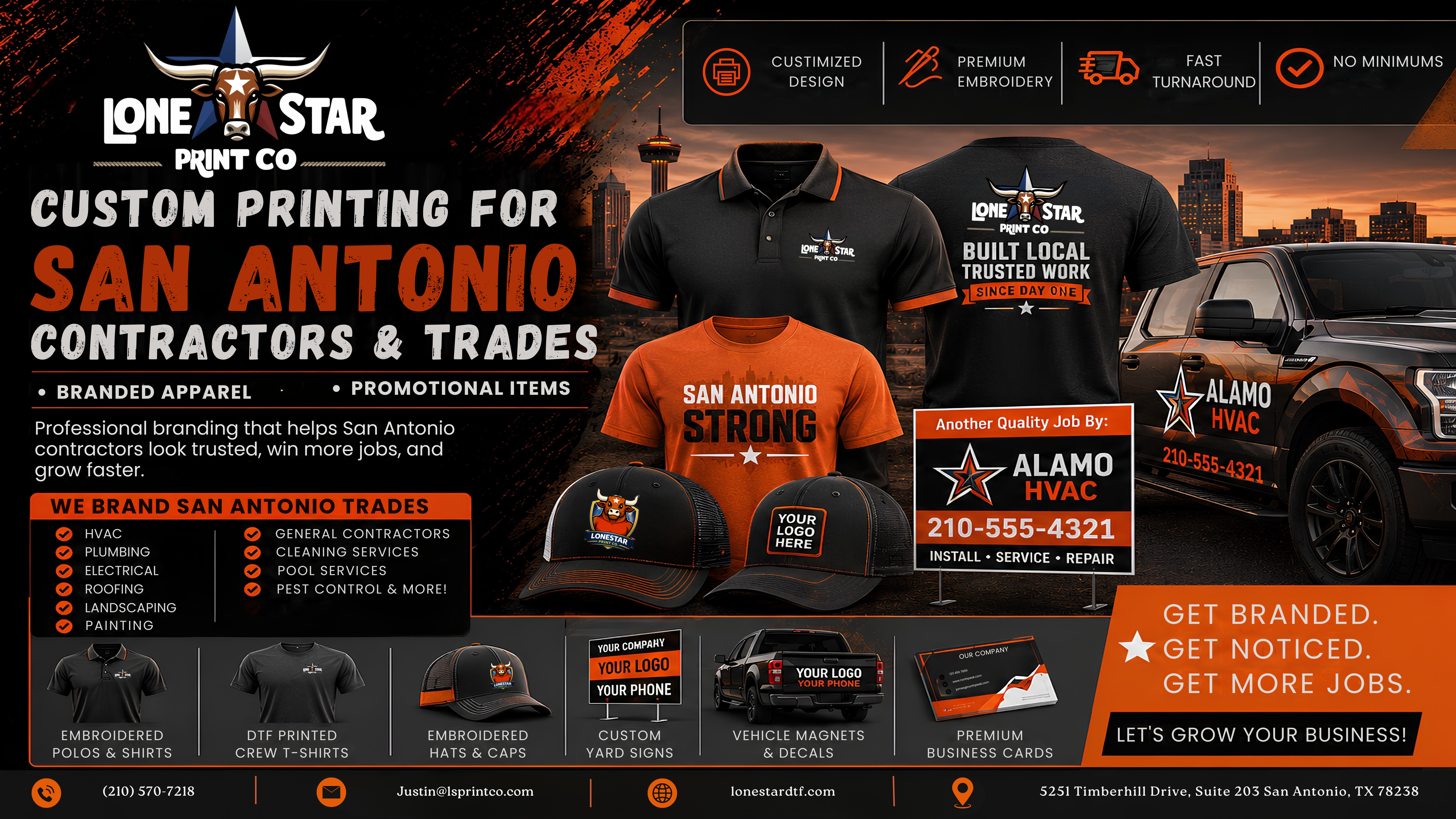 Custom Printing for San Antonio Contractors, Landscapers & Trades — Branded Workwear & Signage