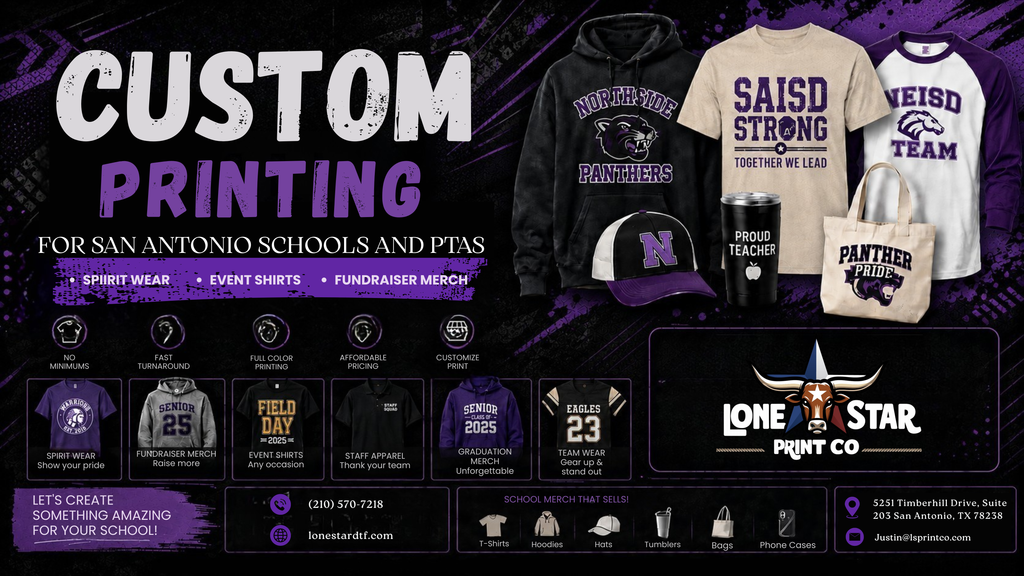 Custom Printing for San Antonio Schools & PTAs — Spirit Wear, Event Shirts & Fundraiser Merch