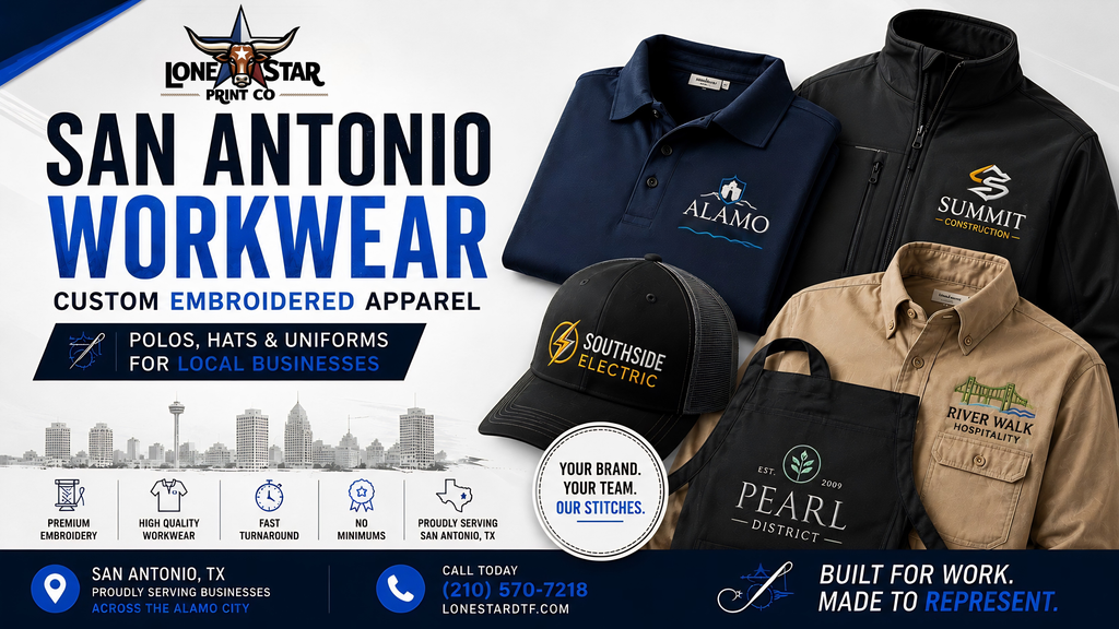 San Antonio Workwear: Custom Embroidered Polos, Hats & Uniforms for Local Businesses