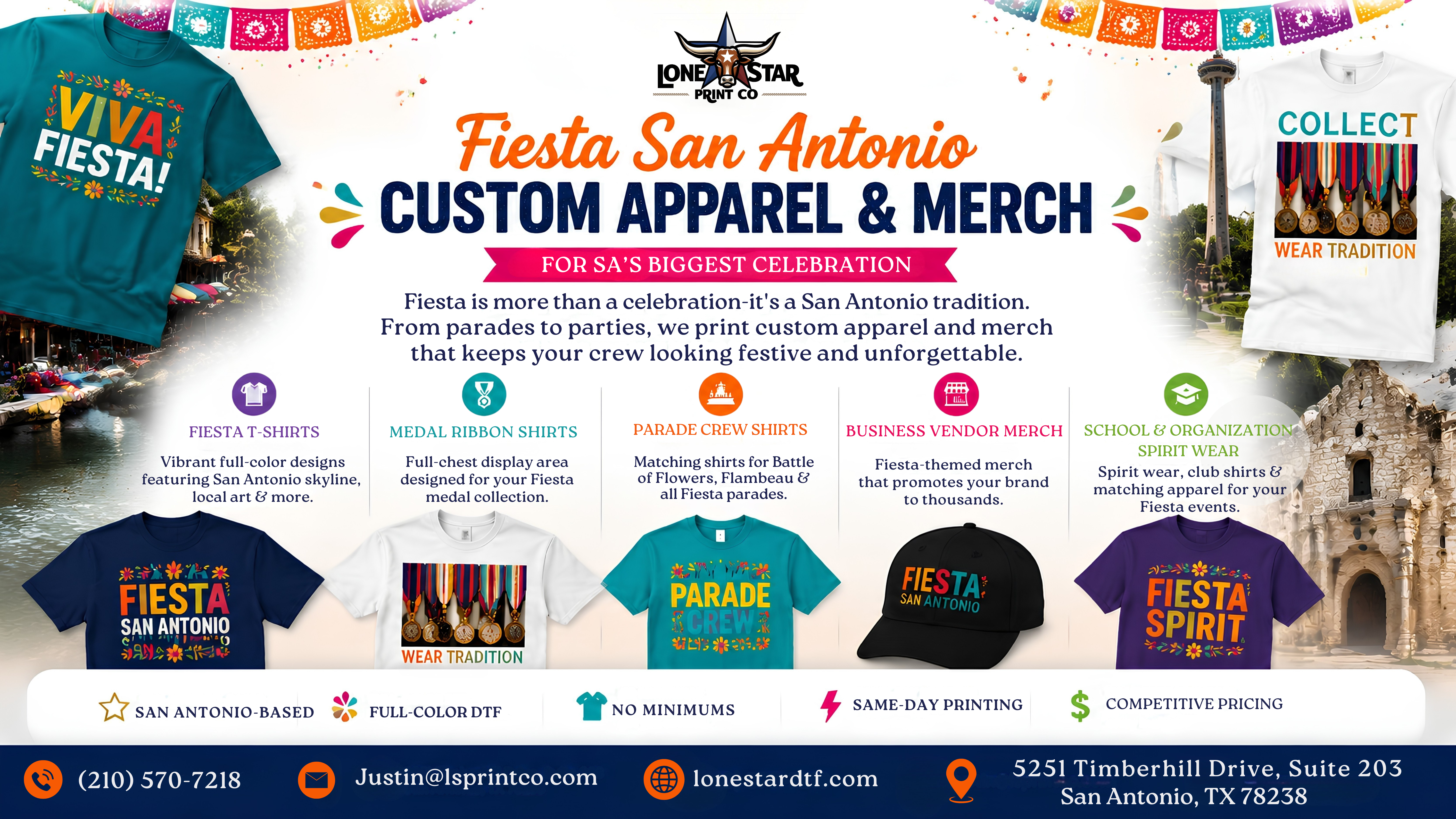 Fiesta San Antonio Custom Apparel: T-Shirts, Medals & Merch for SA's Biggest Celebration